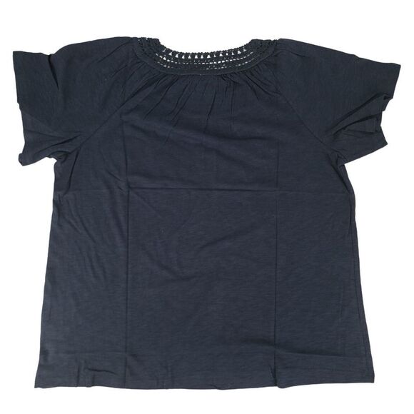 Style & Co Crochet Neck Top Industrial Blue XL - Picture 2 of 4